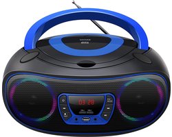 foto van Denver Draagbare Radio CD Speler Kinderen - Bluetooth - Lichteffecten - Boombox - AUX - FM - TCL212BT - Blauw
