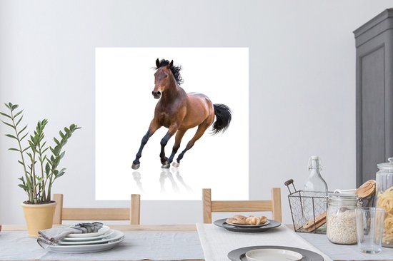 Muurstickers - Sticker Folie - Paard - Bruin - Wit - 100x100 cm - Plakfolie - Muurstickers Kinderkamer - Zelfklevend Behang XXL - Zelfklevend behangpapier - Stickerfolie