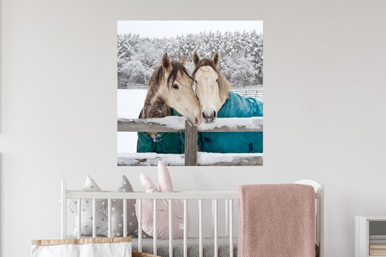 Stickers muraux - Paarden - Couverture - Neige - 50x50 cm - Film adhésif