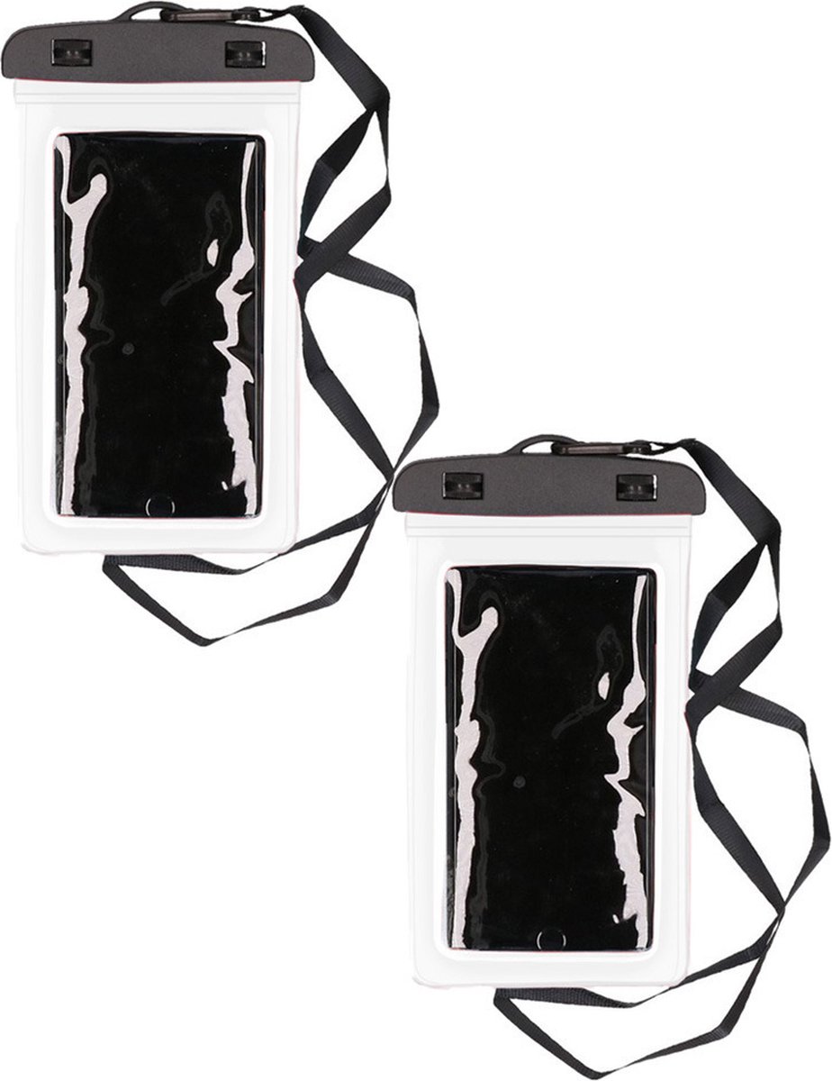 Bellatio Design Telefoonhoesje - 2 ST - waterdicht - voor alle telefoons tot 6 inch - wit