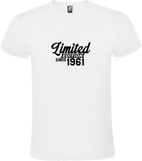 Wit T-Shirt met “ Limited edition sinds 1961 “ Afbeelding Zwart Size XS