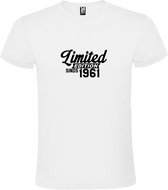 Wit T-Shirt met “ Limited edition sinds 1961 “ Afbeelding Zwart Size XXXL