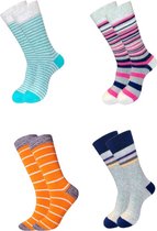 ASTRADAVI Socks Collection - Sokken - 4 Paar - Premium Katoenen Normale Sokken - 40/46 - Veelkleurig - Oranje, Grijs, Roze, Groen