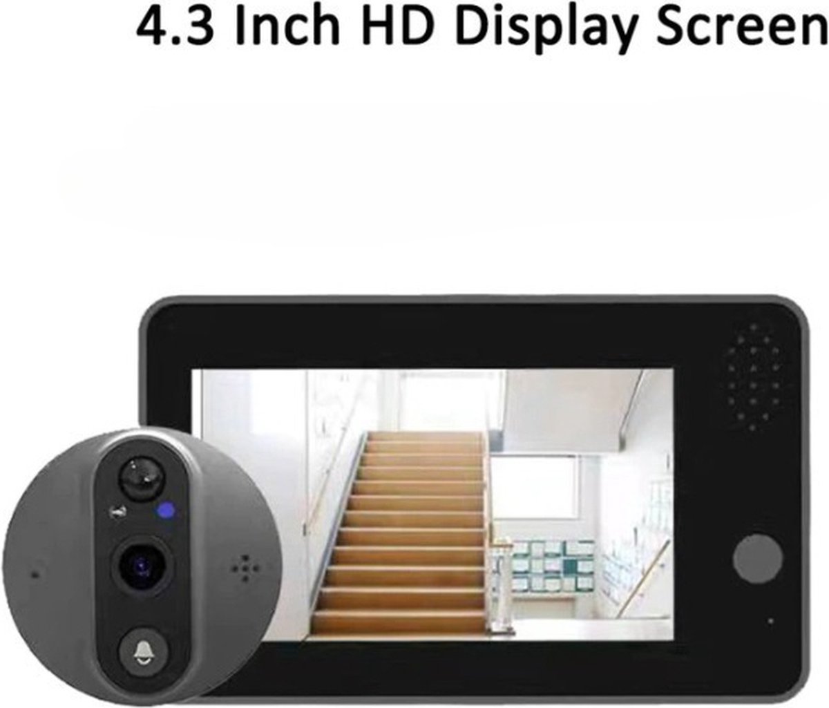 Judas de porte intelligente WiFi écran 1080P, Vision nocturne HD, Audio  bidirectionnel, caméra de sécurité pour la maison + Micro SD 64go