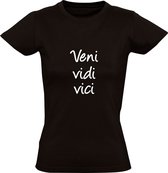 Veni, vidi, vici  Dames T-shirt | Latijns | Julius Caesar | uitspraak | ik kwam, zag en overwon | Italië | Rome | Zwart