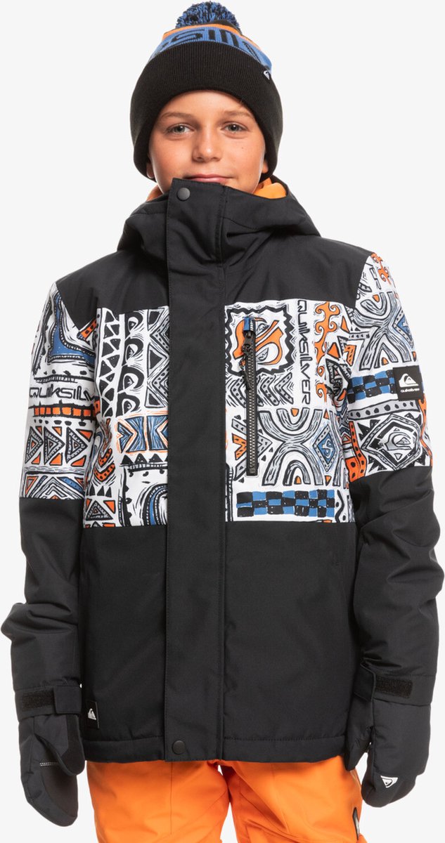 Quiksilver - Technical snow jacket for boys - Mission Print Block - Russet Orange Big Tribe - maat M (12yrs)