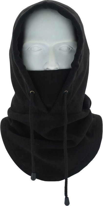 Chibaa - Winter Warm Fleece Scarf Headwear Cap - Neck - Mask - Bandana - Windproof - Outdoor - Ski - Wintersport - Zwart - One Size - Unisex