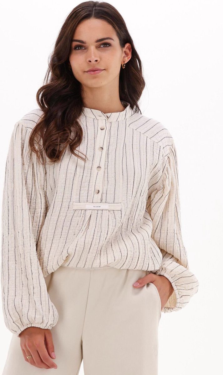 10DAYS Oversized Shirt Lurex Dames - Jurken - Ecru - Maat XS