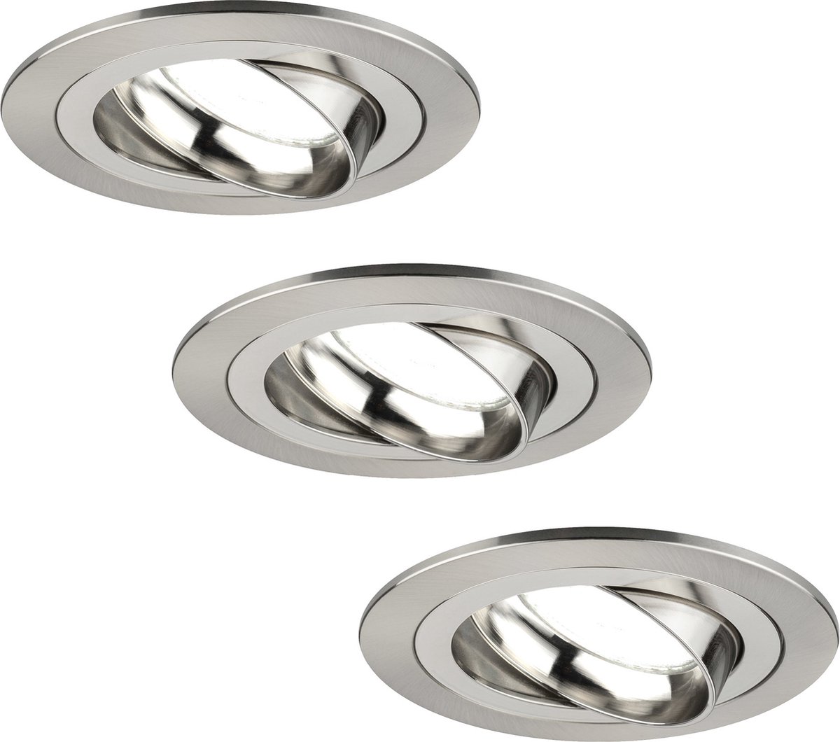 Ledvion - 3X LED Inbouwspot Tokyo - RVS - Dimbaar - 3W - 6500K - Ø92 mm