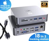 Good2know Macbook Hub - Station d'accueil - 18 en 2 - HDMI 4k - Répartiteur USB - Convient uniquement pour Macbook Air et Macbook Pro