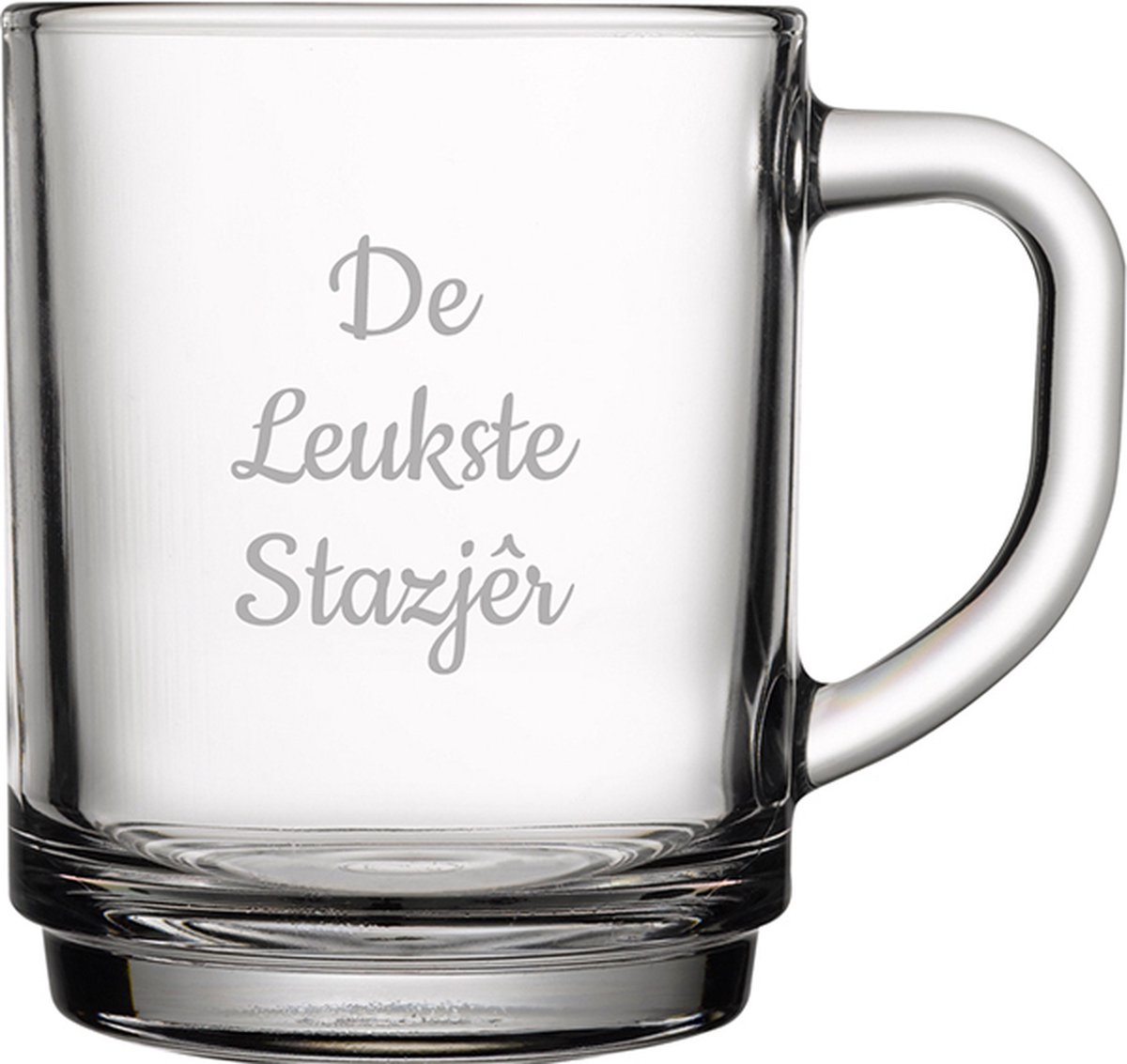 Gegraveerde theeglas 25,5cl De Leukste Stazjêr