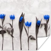 Poster Bloemen - Tulpen - Blauw - 75x75 cm