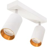 Groenovatie Plafondspot Rond 2-Lichts - GU10 Fitting - Kantelbaar - Wit/Goud