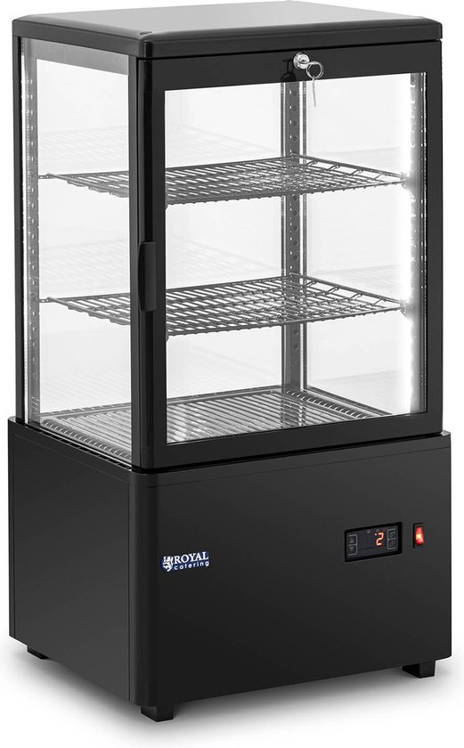 Koelvitrine - 58 L - 3 niveaus - zwart - afsluitbaar - Royal Catering
