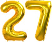 Ballon Feuille Numéro 27 Ans Or Anniversaire Décoration Hélium Numéro Ballons Décoration De Fête Avec Paille - 86cm