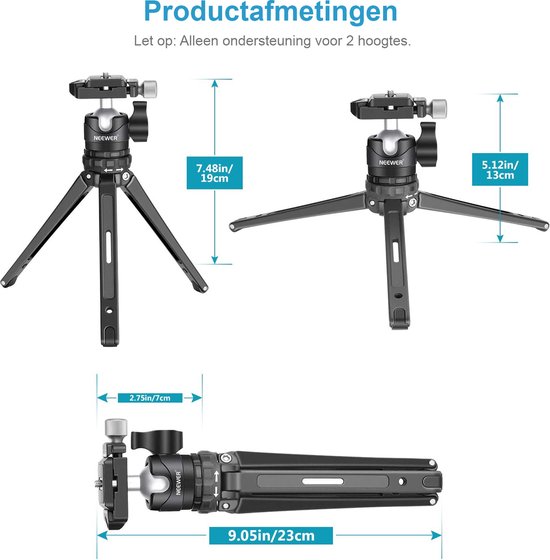SMALLRIG Tafelklem Statief – Met 360° Kogelkop, In Hoogte Verstelbaar, Voor Camera, Ringlicht En Smartphone, Max. 3 Kg