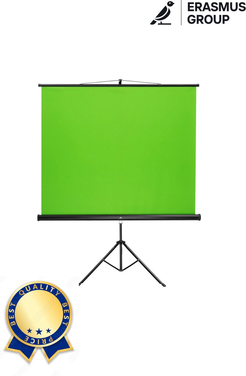 Erasmus Premium Green Screen Statief & Doek Groen 200 x 150 cm