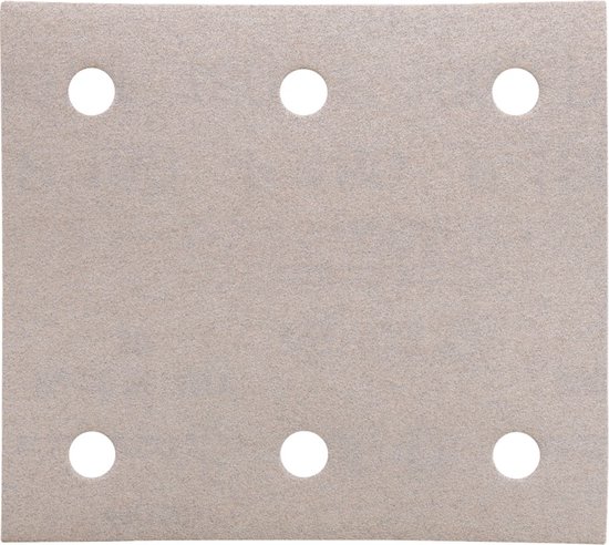 Lichtgrijs schuurvel met zes perforaties, K180