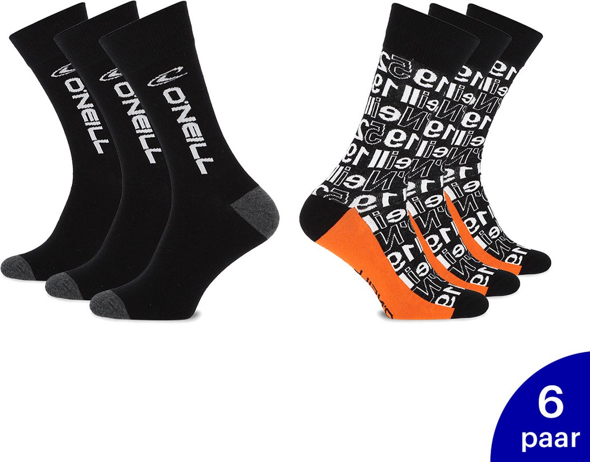 O’Neill 6-Pack Casual Sokken Katoen Sportief Heren – 43-46 789152 Oranje