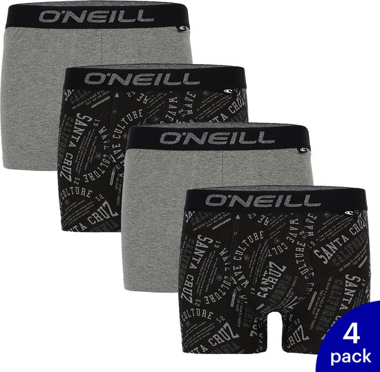 4-Pack O'Neill heren boxershort rond logo 900902 - zwart / grijs