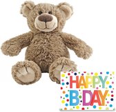 Happy Horse - Verjaardag cadeau knuffelbeer 22 cm met XL Happy Birthday wenskaart