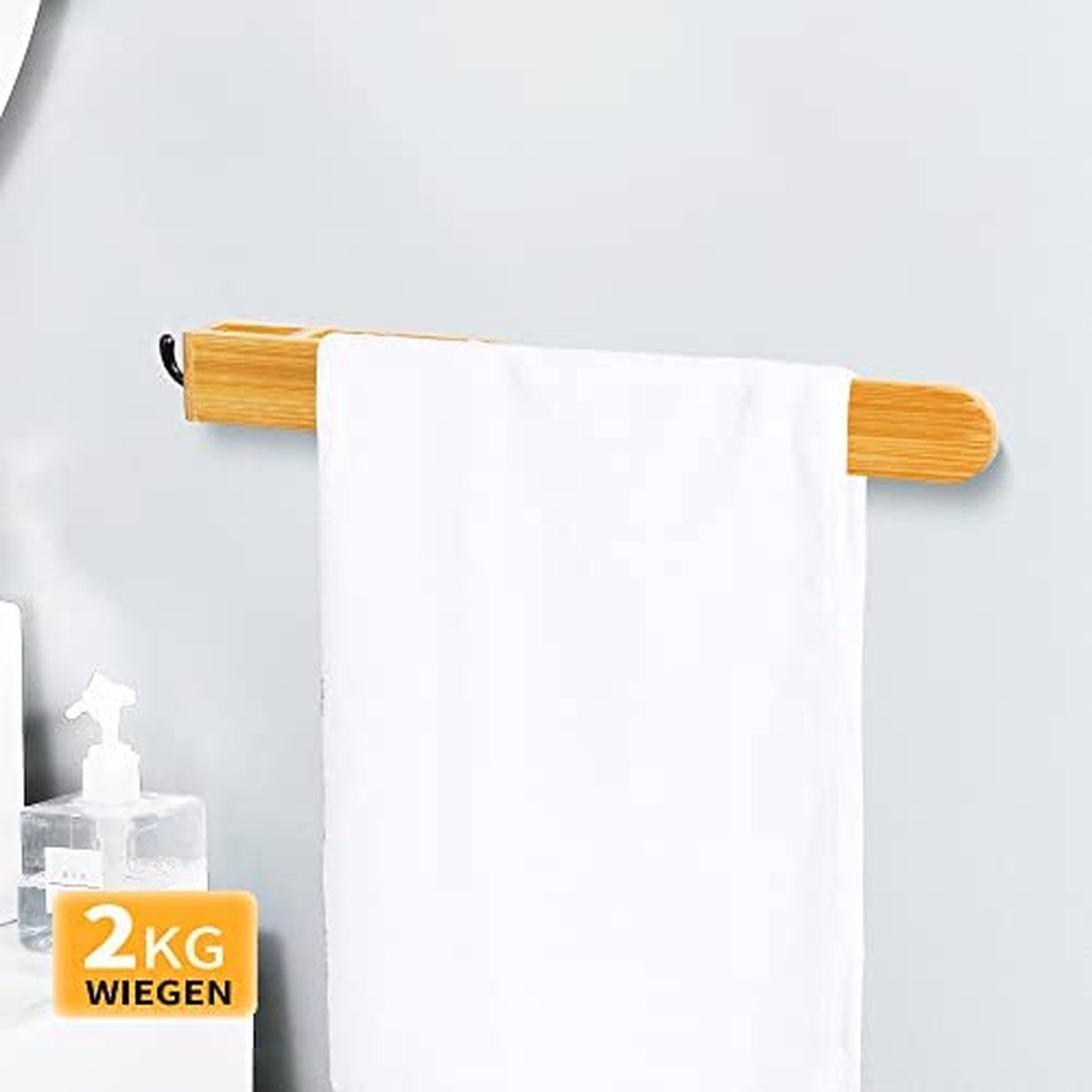 ADEL DREAM Eco-vriendelijke bamboe badkamer handdoekbeugel Zelfklevende badkamer handdoekbeugel Geschikt voor alle maten handdoeken