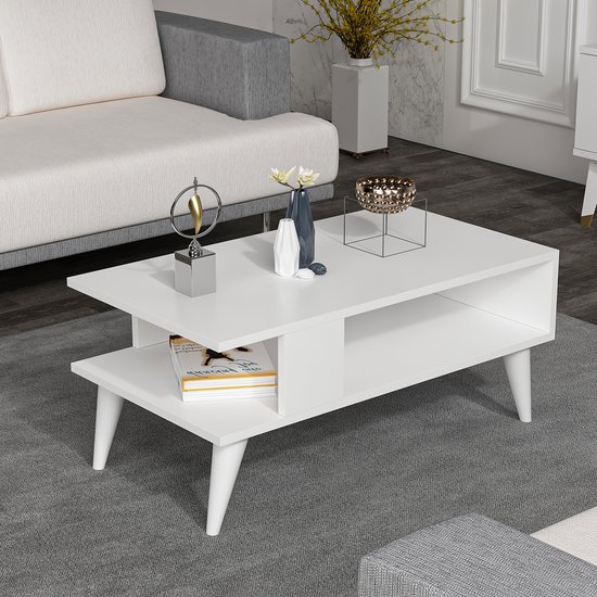 Table basse Lycksele 40x90x45 cm blanc
