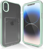 Transparant hoesje geschikt voor iPhone X / Xs / 10 hoesje - Turquoise / Blauw hoesje met pashouder hoesje bumper - Doorzichtig case hoesje met shockproof bumpers