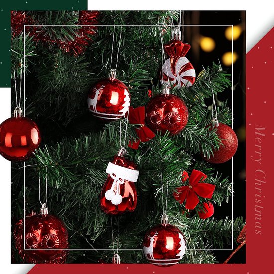 Boules en plastique avec décoration pour Noël 6 cm – Idée d