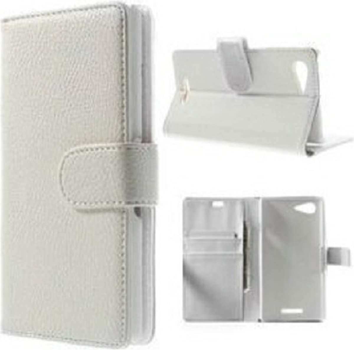 Sony Xperia E3 Hoesje Met Pasjeshouder Bookcase Wit