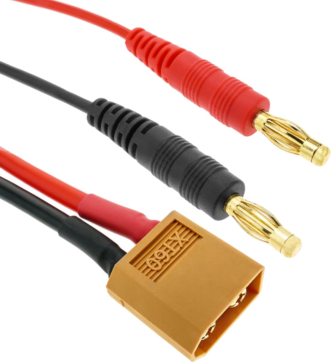 BeMatik - Kabel XT60 mannelijk naar HXT banaan 4,0 mm mannelijk 30 cm 14AWG Belasting en voeding