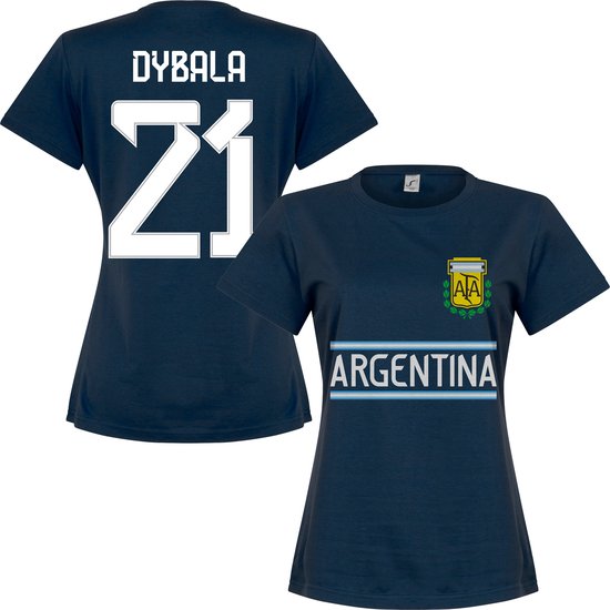 Argentinië Dybala 21 Dames Team T-Shirt - Navy - XL - 14