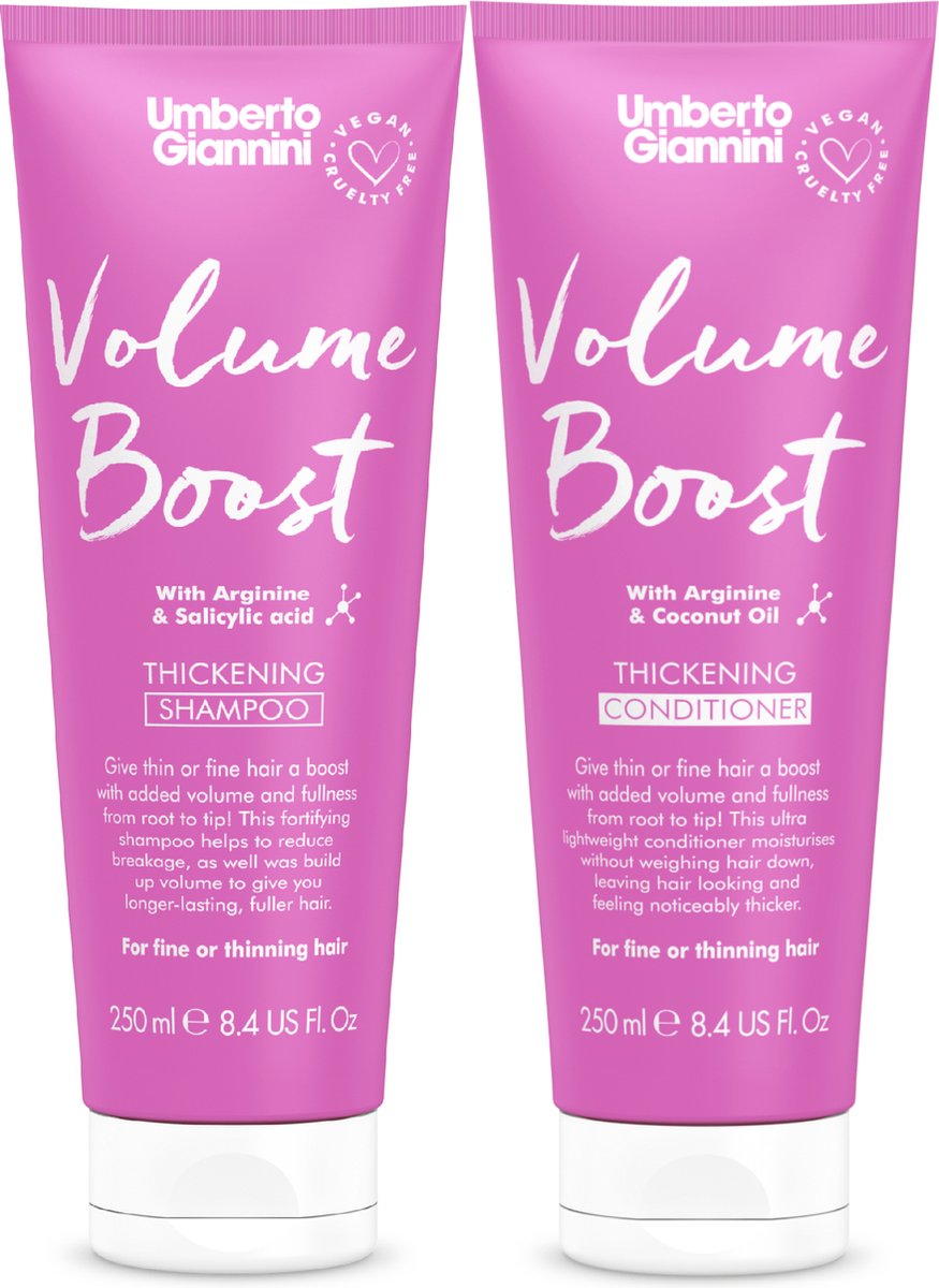 Umberto Giannini Volume Boost Thick-Tastic Haarverzorging Geschenkset - Voor Fijn/Dun Haar - Vermindert Haaruitval - Shampoo & Conditioner - Vegan & Dierproefvrij - Cadeau Vrouw