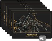 Set de table - Nijmegen - Carte - Or - Zwart - 45x30 cm - 6 pièces