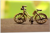 WallClassics - Acrylglas - Miniatuurbeeld van Gouden Fiets - 75x50 cm Foto op Acrylglas (Met Ophangsysteem)