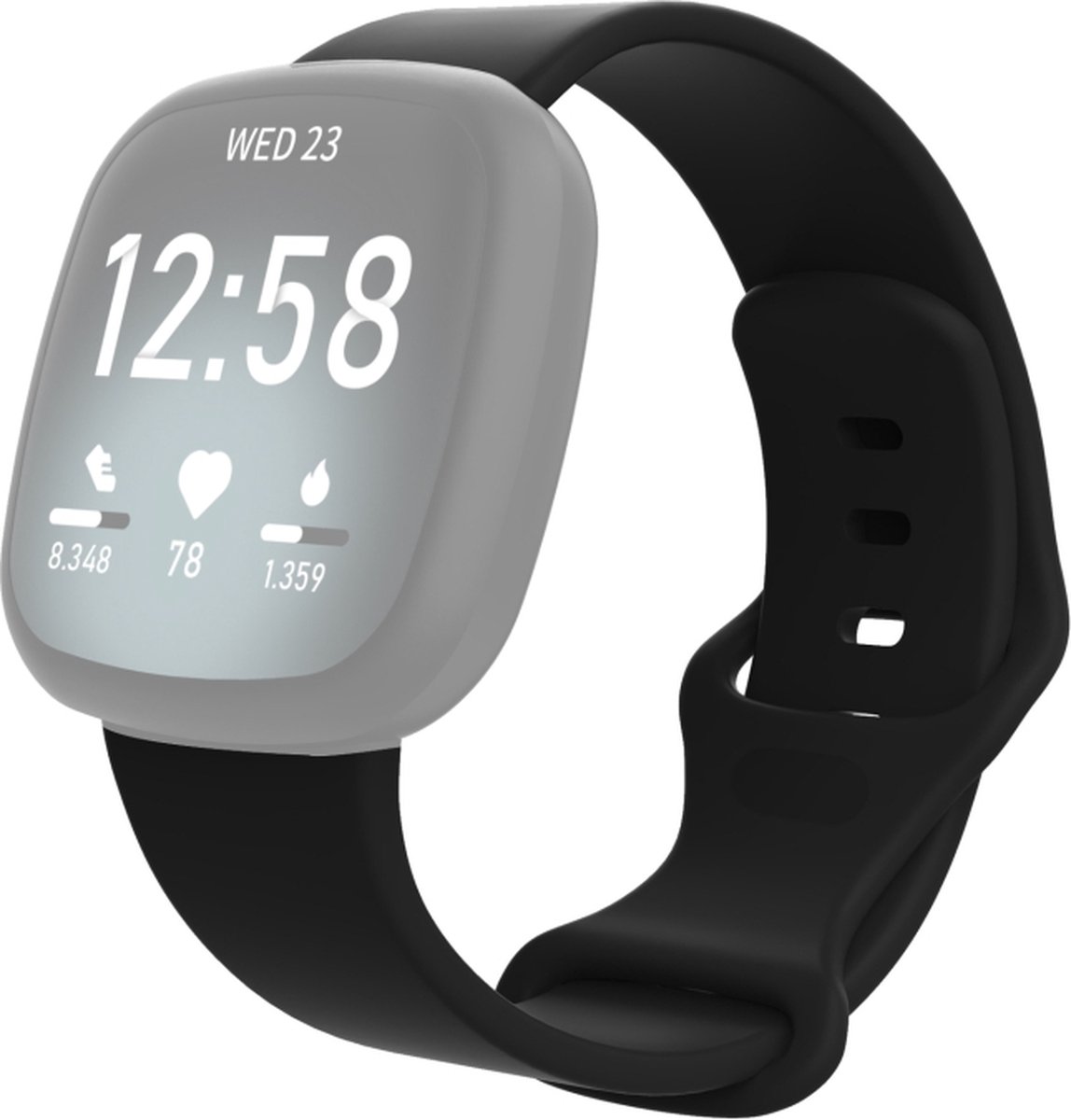 Siliconen bandje - geschikt voor Fitbit Versa 3 / Versa 4 / Sense - M/L - zwart