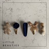 Little Beauties - haarclips - blauw - goud - baby - peuter - meisje - set 5 stuks - cadeau