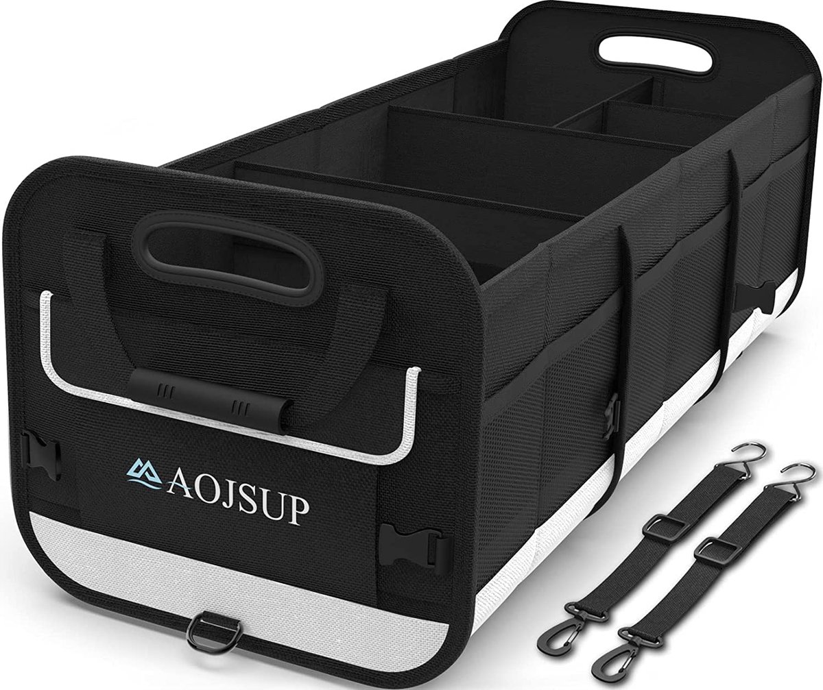 PIPTang Autoboot organizer, robuust, opvouwbaar, multi-compartiment Car Trunk Organizer Box met verstelbare riemen en handgrepen, essentiële auto-accessoires (XL 90cm 100L