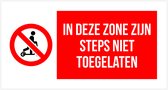 Pictogram/ bord | "In deze zone zijn steps niet toegelaten" | 30 x 15 cm | Elektrische steps verboden | Step verboden | E-steps | Verbodsbord | Polystyreen | Rechthoek | Dikte: 1 mm | 1 stuk
