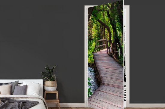 Sticker de porte Forêt - Nature - Pont - 95 x 235 cm - Affiche de porte