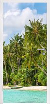 Deursticker Palmboom - Zee - Tropisch - 85x215 cm - Deurposter