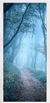 Deursticker Bomen - Natuur - Mist - 90x235 cm - Deurposter
