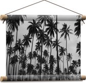 WallClassics - Textielposter - Heel Veel Palmbomen Zwart / Wit - 40x30 cm Foto op Textiel