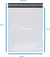 100x - Witte middel grote webshop kleding verzendzakken - 34 x 25 cm poly mailers, verzendzakken enveloppen postzakken voor verpakking coax kledingzakken zelfklevend kleding gripzak post - lichtgewicht