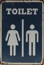 Wandbord – Toilet bord - Man - Vrouw - WC - Retro - Wanddecoratie – Reclame bord – Restaurant – Kroeg - Bar – Cafe - Horeca – Metal Sign – 20x30cm