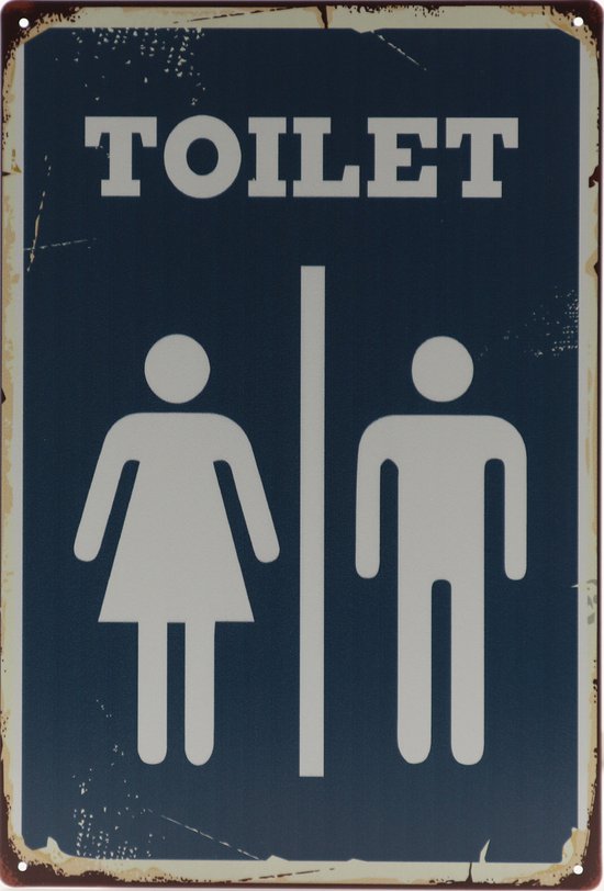 Plaque Murale - Panneau Toilettes - Homme - Femme - WC - Rétro - Décoration murale - Panneau Publicité - Restaurant - Pub - Bar - Café - Traiteur - Plaque Métal - 20x30cm