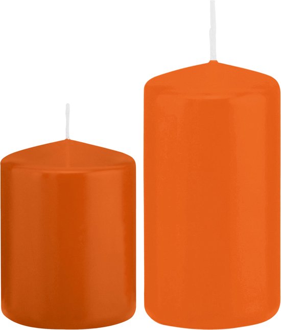 Trend Candles - Stompkaarsen set 6x stuks oranje 8 en 12 cm