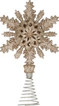 Kerstboom piek - sneeuwvlok - kunststof - goud glitter - 20 cm