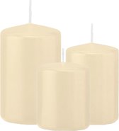 Trend Candles - Stompkaarsen set 6x stuks creme wit 8-10-12 cm