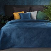 Oneiro’s luxe RIA Type 5 Beddensprei Blauw - 220x240 cm – bedsprei 2 persoons - beige – beddengoed – slaapkamer – spreien – dekens – wonen – slapen